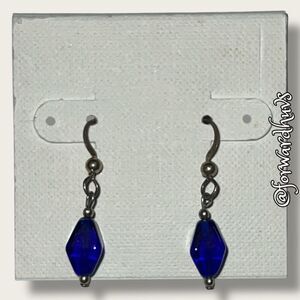 Bundle Sale 3 for $15 | Handcrafted Blue Glass Diamond-Shaped Earrings
